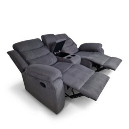 More4Homes Boston 2 Seater Manual Recliner Sofa W Drinks Console (Grey) - thumbnail 5