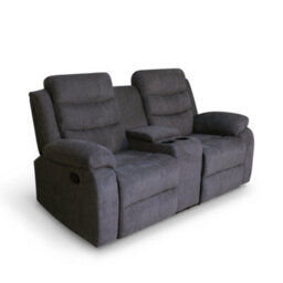 More4Homes Boston 2 Seater Manual Recliner Sofa W Drinks Console (Grey) - thumbnail 3