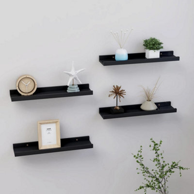Berkfield Wall Shelves 4 Pcs Black 40X9X3 Cm - image 1