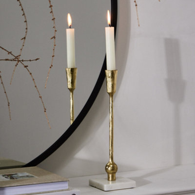 Dibor Antique Gold Square Marble Bottom Table Decoration Christmas Candle Holder - image 1