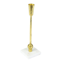 Dibor Antique Gold Square Marble Bottom Table Decoration Christmas Candle Holder - thumbnail 2