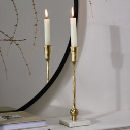 Dibor Antique Gold Square Marble Bottom Table Decoration Christmas Candle Holder
