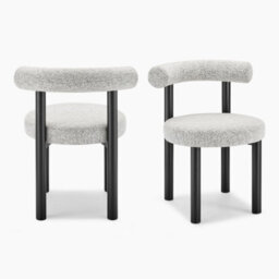 Furniturebox Uk 2X Isola Grey Fabric Dining Chairs Black Legs - thumbnail 6