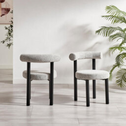 Furniturebox Uk 2X Isola Grey Fabric Dining Chairs Black Legs - thumbnail 3