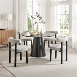 Furniturebox Uk 2X Isola Grey Fabric Dining Chairs Black Legs - thumbnail 4