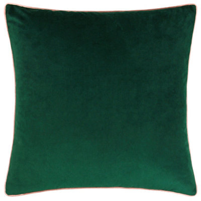 furn. Furn Meridian Velvet Piped Feather Filled Cushion, Emerald/blush, 55 X 55Cm - image 1