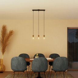 GoodHome Milne Stripe Matt Black & Antique Brass 3 Lamp Pendant Ceiling Light, (Dia)40mm - thumbnail 1