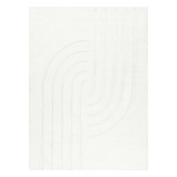 RugsX Curvy White 11 Curves Washable Rug, Structured, Embossed, Plush  60X100 Cm - thumbnail 2