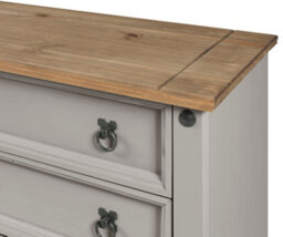 Mercers Furniture Corona Grey Wax Small 5 Drawer Chest Of Drawers Solid Wood Pine Wooden With Mexican Styling - thumbnail 5