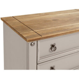 Mercers Furniture Corona Grey Wax Small 5 Drawer Chest Of Drawers Solid Wood Pine Wooden With Mexican Styling - thumbnail 3