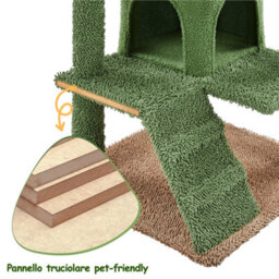 Yaheetech Green/brown 138Cm Cactus Cat Tower With Padded Perch, Platform, Condos, Ramp - thumbnail 9