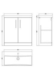 Balterley  Contemporary Bathroom 2 Soft Close Door & Thin-Edge Floor Standing Vanity Unit Basin, Solace Oak, 800mm - thumbnail 2