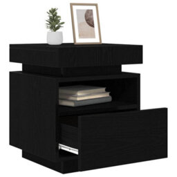 Berkfield Bedside Cabinet With Led Lights 2 Pcs Black Oak 40X39X48,5 Cm - thumbnail 3