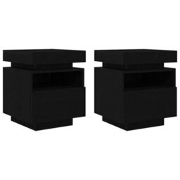 Berkfield Bedside Cabinet With Led Lights 2 Pcs Black Oak 40X39X48,5 Cm - thumbnail 6