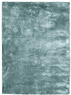 The Rugs Shimmer Collection Supersoft Shaggy Rug In Duck Egg Blue  Ods22 - image 1