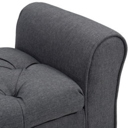 Storage Footstool Dark Grey Linen Ottoman With Tufted Button Top Bedroom Seat - thumbnail 5