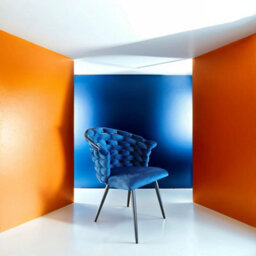 PureLifestyleWonders Designer Luxury Velvet Dining Chair With Black Legs In Blue Valencia - thumbnail 3