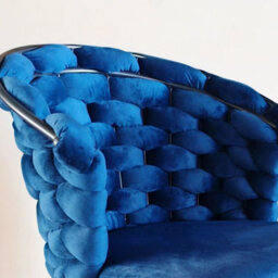 PureLifestyleWonders Designer Luxury Velvet Dining Chair With Black Legs In Blue Valencia - thumbnail 5