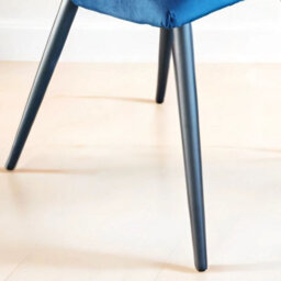 PureLifestyleWonders Designer Luxury Velvet Dining Chair With Black Legs In Blue Valencia - thumbnail 4
