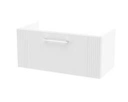 Hudson Reed Deco Wall Hung 1-Drawer Vanity Unit, Stylish Vanity Unit In Bathroom For Contemporary Interiors, Satin White - thumbnail 1