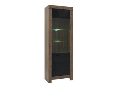 Arte Balin 68 Cm 1 Door Display Cabinet With Led Lights Oak Monastery Oak Black - image 1