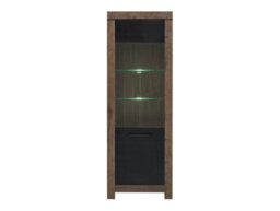 Arte Balin 68 Cm 1 Door Display Cabinet With Led Lights Oak Monastery Oak Black - thumbnail 3