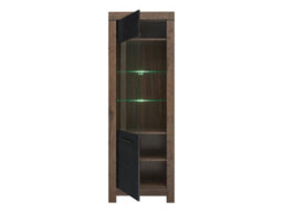 Arte Balin 68 Cm 1 Door Display Cabinet With Led Lights Oak Monastery Oak Black - thumbnail 4