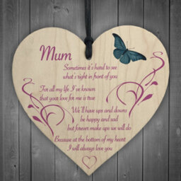 Red Ocean Mum I Will Always Love You Wooden Hanging Heart - thumbnail 1