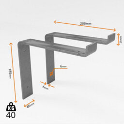 MKGT 6 Pcs Heavy Duty Shelf Brackets Industrial Steel For Wall Mounted Diy Floating Shelving(Raw Steel, 255mm Down) - thumbnail 2
