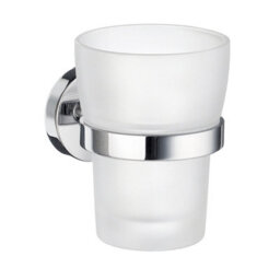 Smedbo Frosted Glass Tumbler With Chrome Bathroom Wall Mount Holder