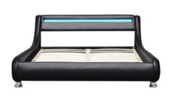 Comfy Living 5Ft Mallorca Led Faux Leather Bed Frame Black - thumbnail 2
