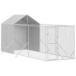 Walplus Outdoor Dog Kennel With Roof Silver 2X6X2.5 M Galvanised Steel - thumbnail 3
