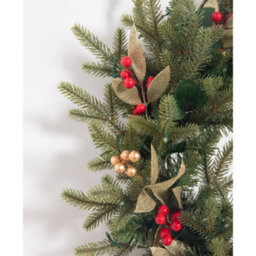 Evre 60 Cm Pre-Lit 50 Led Christmas Wreath With Artificial Berries & Golden Accents For Indoor, Wall Hanging Decoration - thumbnail 2