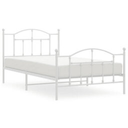 Berkfield Metal Bed Frame With Headboard And Footboard White 107X203 Cm - thumbnail 2