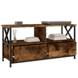 Berkfield Tv Cabinet Smoked Oak 90X33X45 Cm Engineered Wood&iron - thumbnail 4
