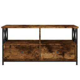 Berkfield Tv Cabinet Smoked Oak 90X33X45 Cm Engineered Wood&iron - thumbnail 5