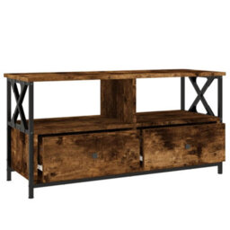 Berkfield Tv Cabinet Smoked Oak 90X33X45 Cm Engineered Wood&iron - thumbnail 6