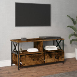 Berkfield Tv Cabinet Smoked Oak 90X33X45 Cm Engineered Wood&iron - thumbnail 3