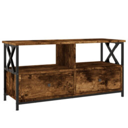 Berkfield Tv Cabinet Smoked Oak 90X33X45 Cm Engineered Wood&iron - thumbnail 2