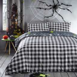 Bedlam Spiders Glow In The Dark Spider Print Grey Duvet Cover Set - thumbnail 3