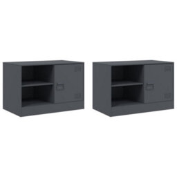 Berkfield Tv Cabinets 2 Pcs Anthracite 67X39X44 Cm Steel - thumbnail 2