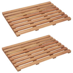 Walplus Bath Mats 2 Pcs Solid Acacia Wood 56X37 Cm - thumbnail 1