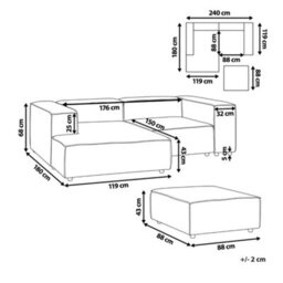 Beliani Modular Corner Sofa 2 Seater Aprica Faux Linen Beige With Ottoman Right Hand - thumbnail 3
