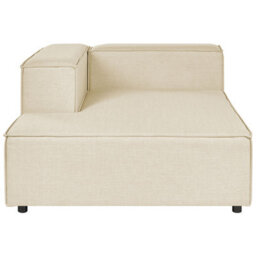 Beliani Modular Corner Sofa 2 Seater Aprica Faux Linen Beige With Ottoman Right Hand - thumbnail 5