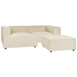 Beliani Modular Corner Sofa 2 Seater Aprica Faux Linen Beige With Ottoman Right Hand - thumbnail 4