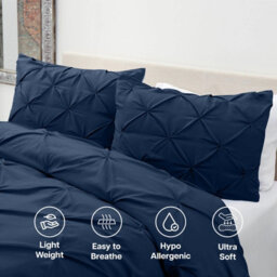 Bedlooms Pintuck Duvet Cover & Pillowcase Set - Navy, King - thumbnail 3