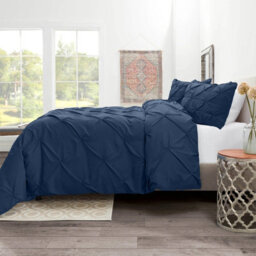 Bedlooms Pintuck Duvet Cover & Pillowcase Set - Navy, King - thumbnail 6