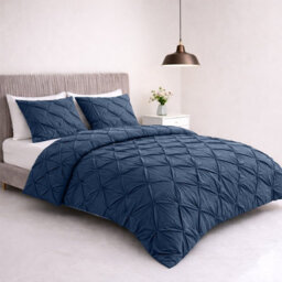 Bedlooms Pintuck Duvet Cover & Pillowcase Set - Navy, King - thumbnail 2