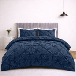 Bedlooms Pintuck Duvet Cover & Pillowcase Set - Navy, King