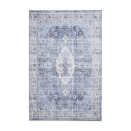 Blue Traditional Bordered Geometric Rug Easy To Clean Living Room And Bedroom-120Cm X 170Cm - thumbnail 6